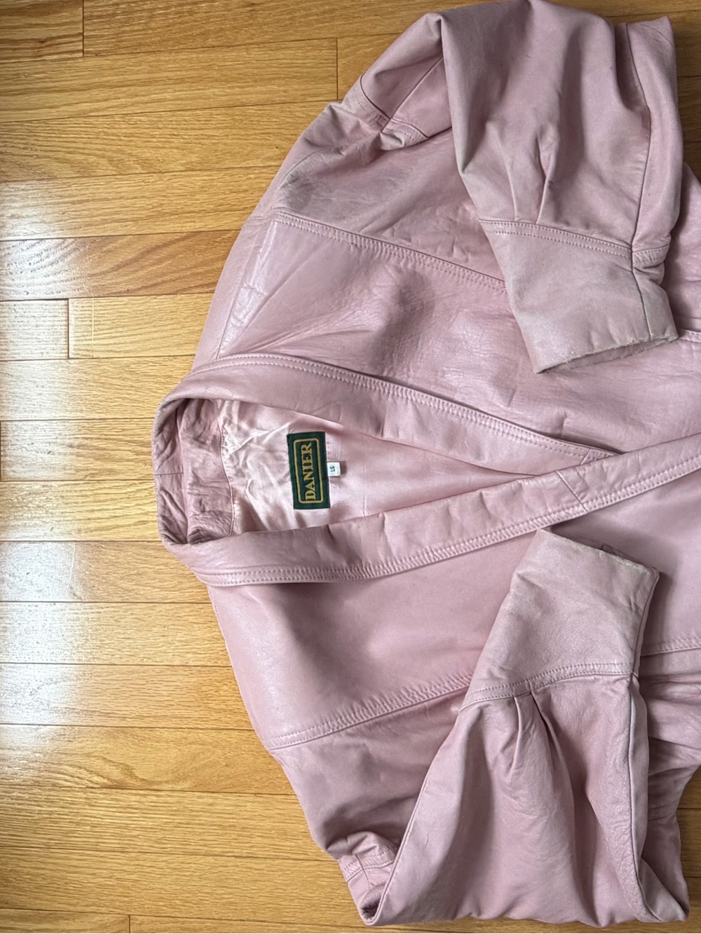 Danier Blush Leather Open-Front Jacket